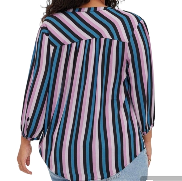 TORRID multi colour striped 3/4 sleeve tunic blouse - Picture 3 of 10